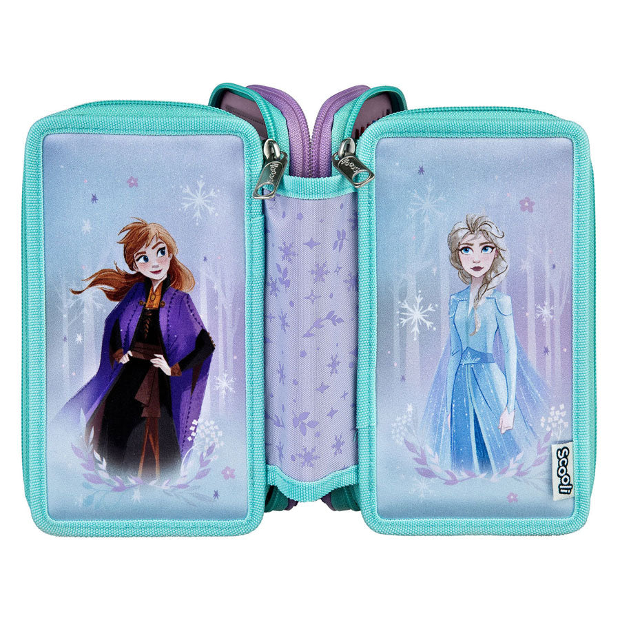 Undercover Federmäppchen Disney Frozen, 3 Fächer, gefülltes Schulset, mehrfarbig.