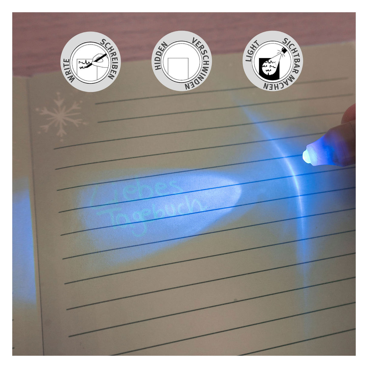 Undercover Secret -Tagebuch mit UV -Stift eingefroren