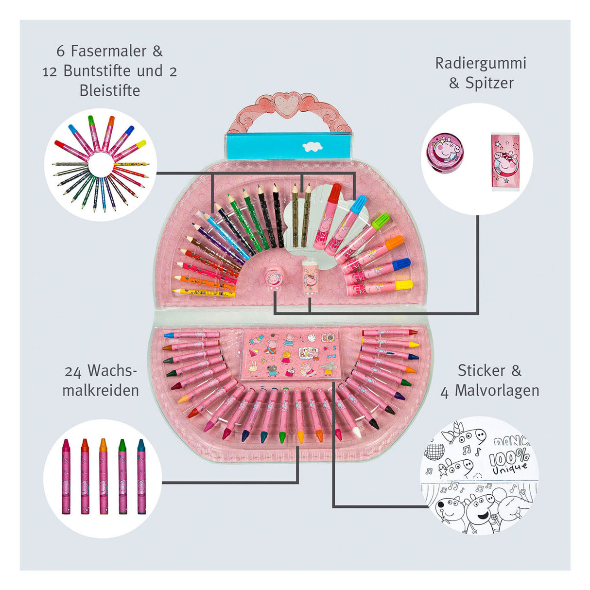 Undercover Malkoffer Peppa Pig, 51-tlg.