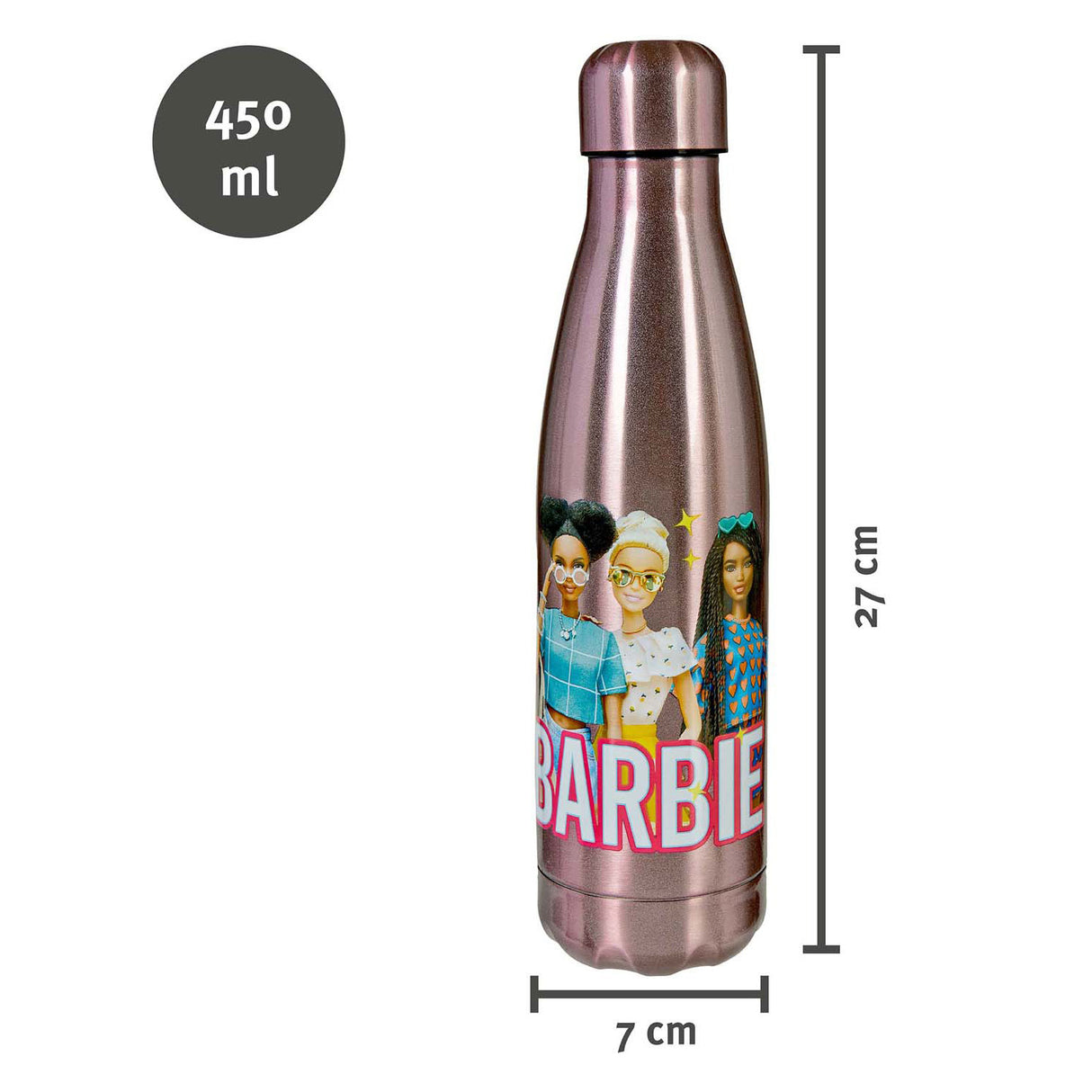 Undercover Barbie Trinkflasche Edelstahl 450ml mehrfarbig kinderfreundlich.
