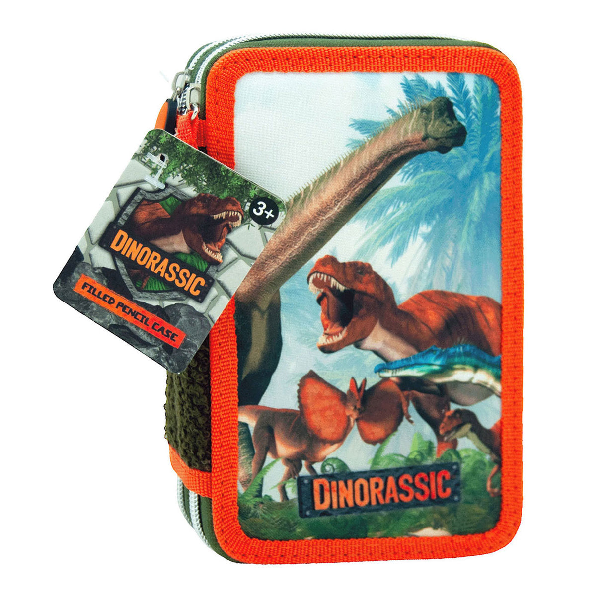 Toy Land Dinorassic gefülltes Federmäppchen – Federmäppchen mit 2 Fächern – 20 Stück – Grün