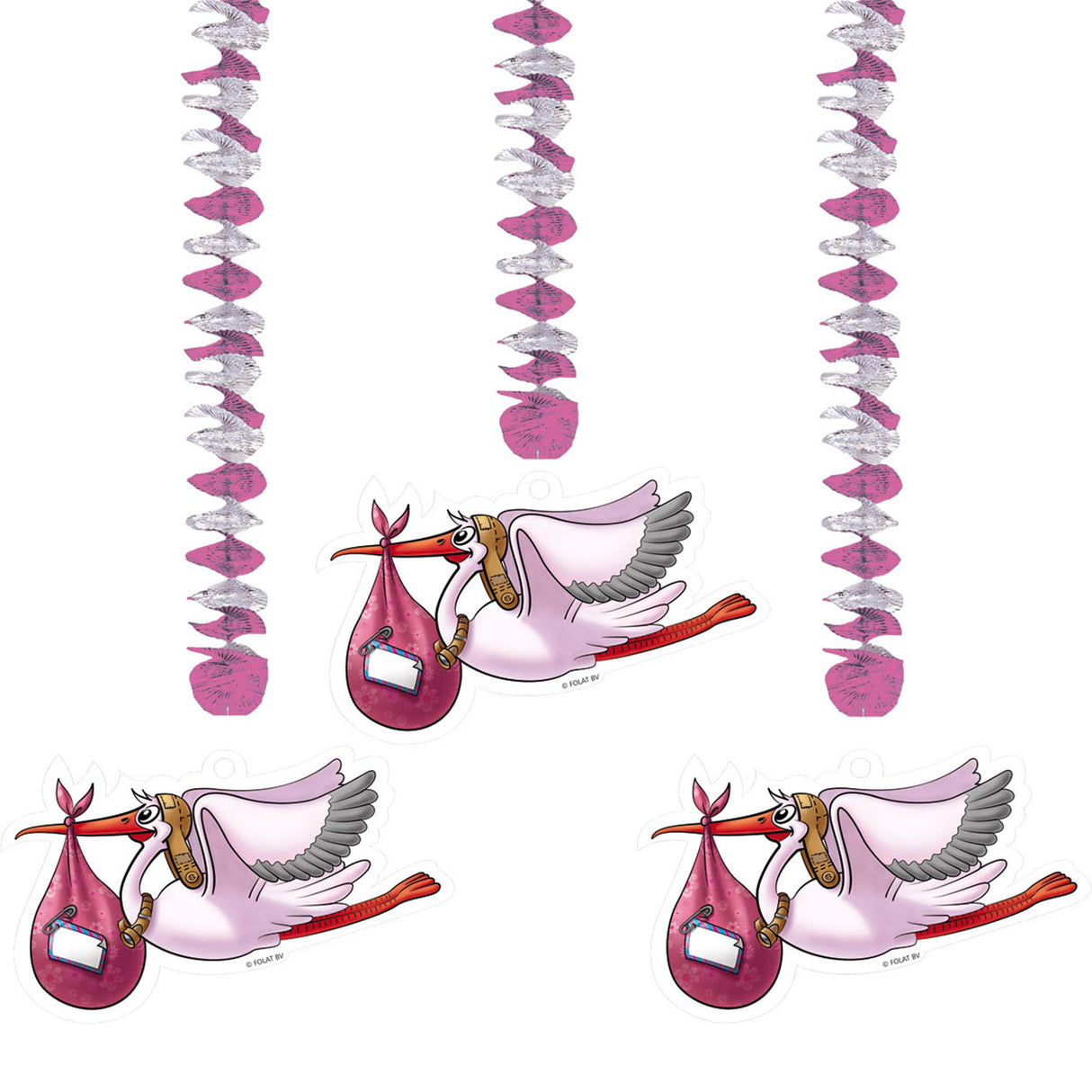 Folat rosa Hängedekoration, 3 Stk.