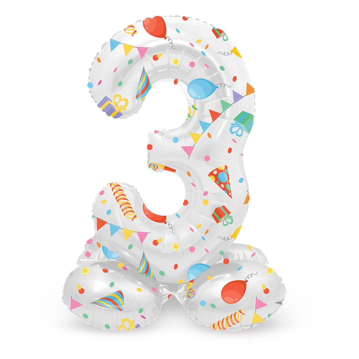 Folat bv stehender Folienballon „Frohe Party“ Nummer 3 – 72 cm