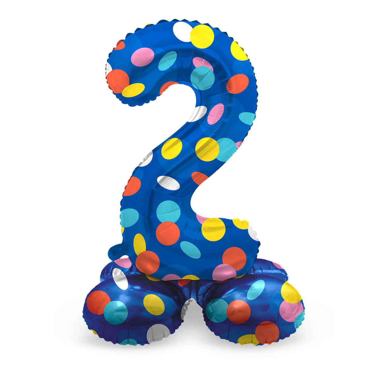 Folat bv stehender Folienballon bunte Punkte Nummer 2 – 72 cm