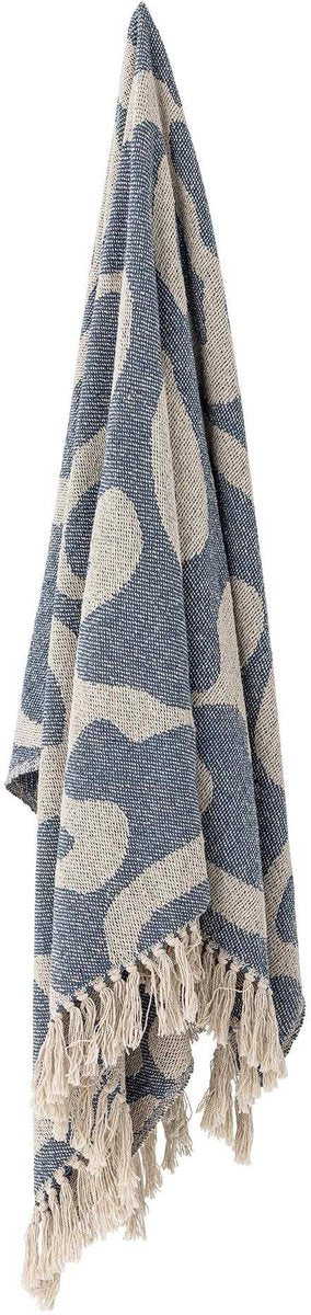 Bloomingville plaid gerecycled katoen blauw salobre 130x160cm