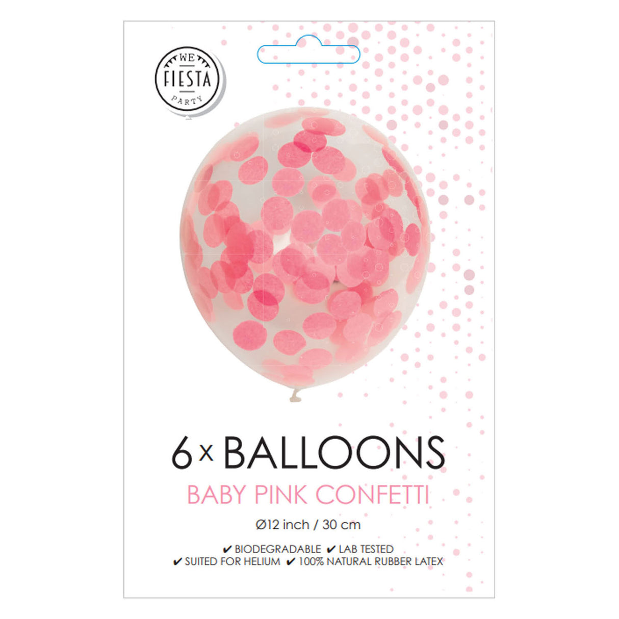 Globos Konfetti Luftballons Papierkonfetti Babyrosa 30cm, 6 Stk.