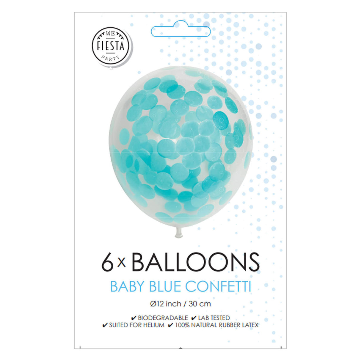 Globos Konfetti Luftballons Papierkonfetti Babyblau 30cm, 6 Stk.
