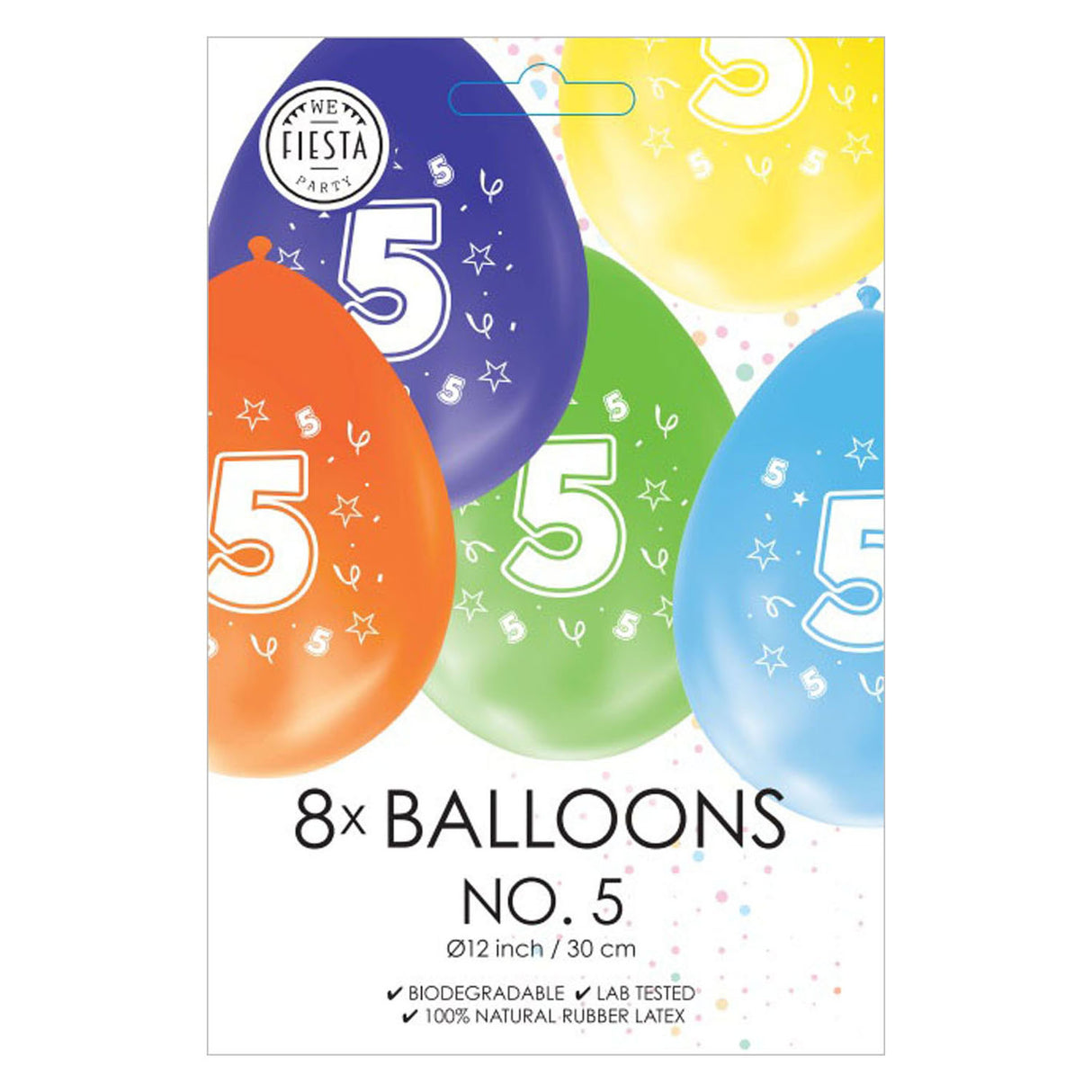 Globos-Luftballons 2-seitig bedruckt Zahl 5, 8 Stk.