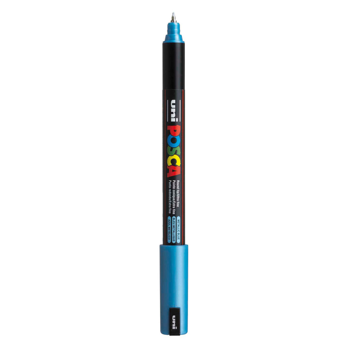 Uni-Posca Posca-Marker, Größe PC-1MR, Strichstärke 0,7 mm, extrafein, Metallic-Blau, 1 Stück