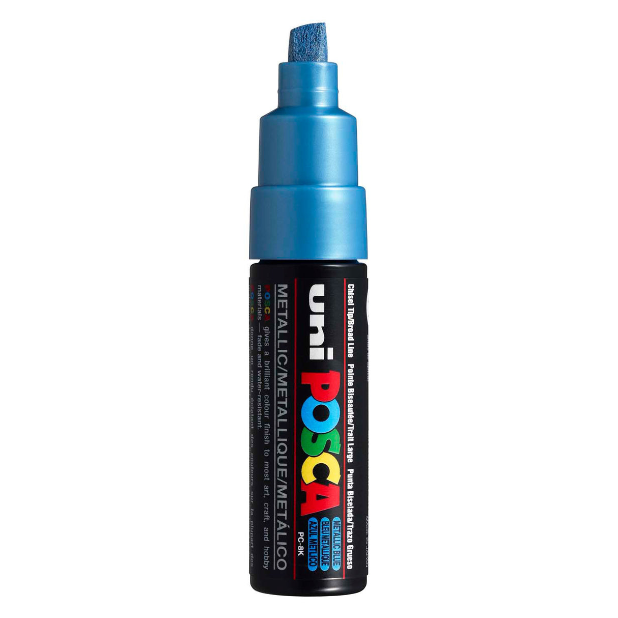 Uni-Posca Posca-Marker, Größe PC-8k, Strichstärke 8 mm, breit, Metallic-Blau, 1 Stück