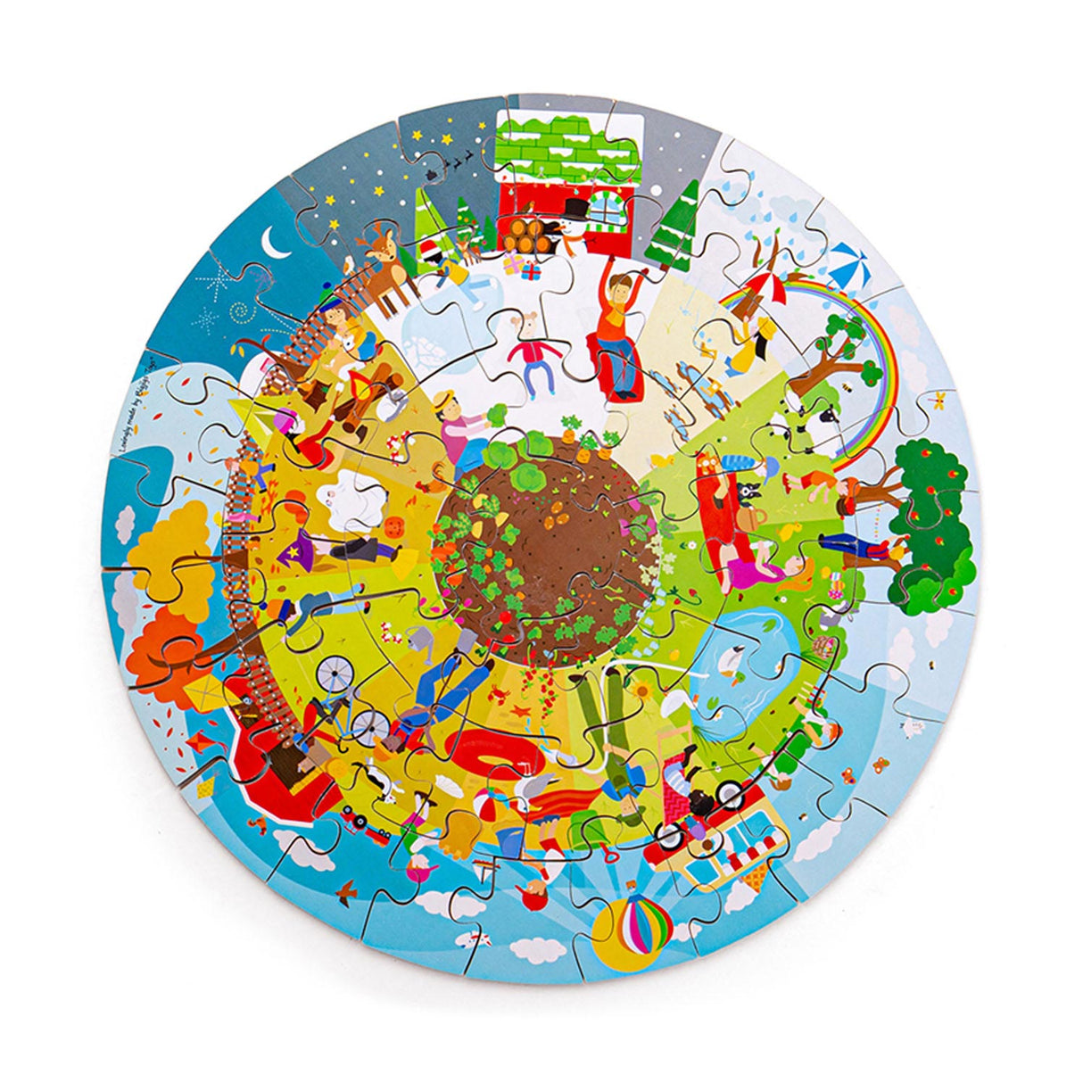Bigjigs Holz-Jahreszeiten-Bodenpuzzle rund, 50-tlg.