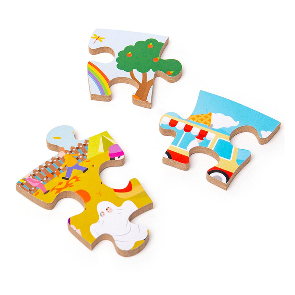 Bigjigs Holz-Jahreszeiten-Bodenpuzzle rund, 50-tlg.