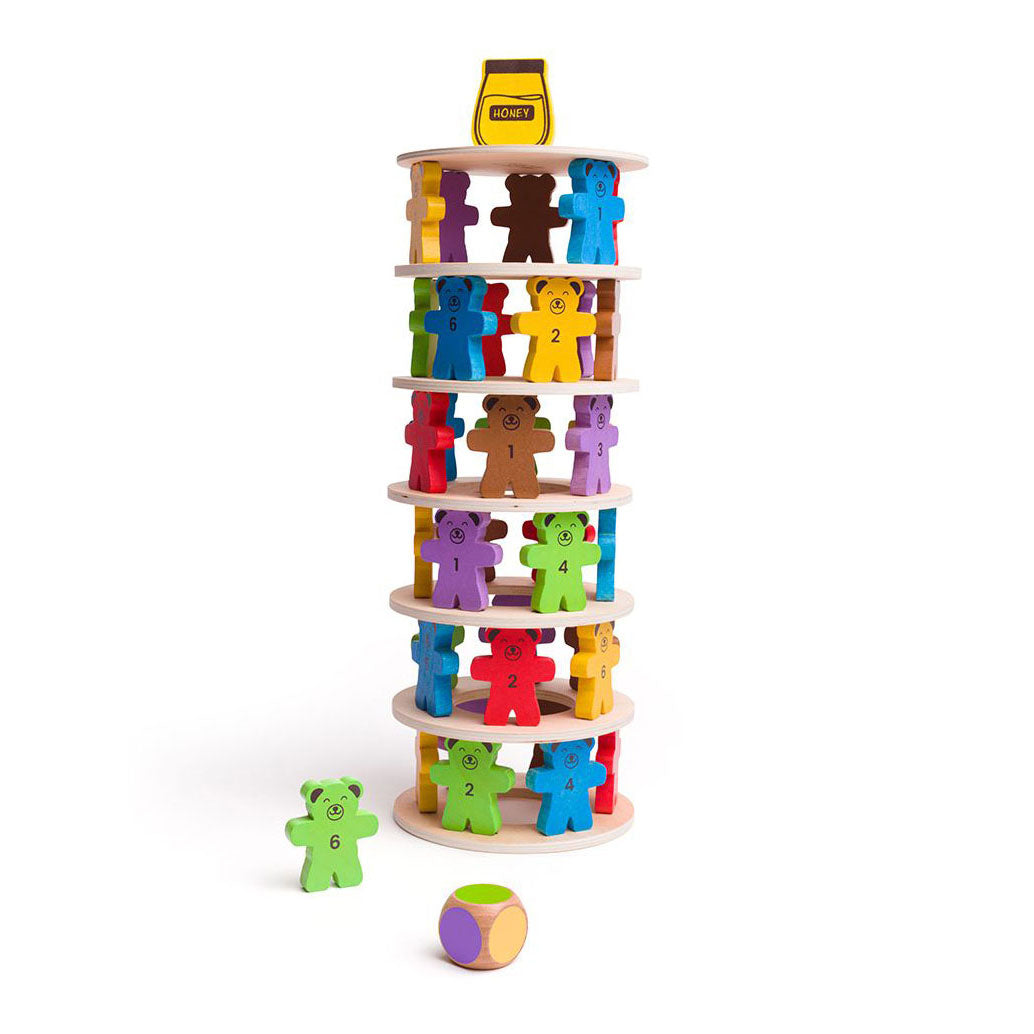 Bigjigs hölzernes Stapelspiel Teddybären.