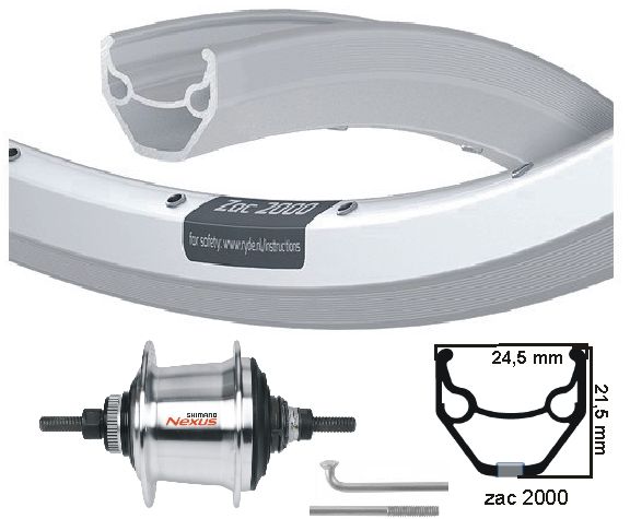 Kgs Hinterrad 28 Zoll 622 Silver Silver Nexus 7 Disc Center Lock