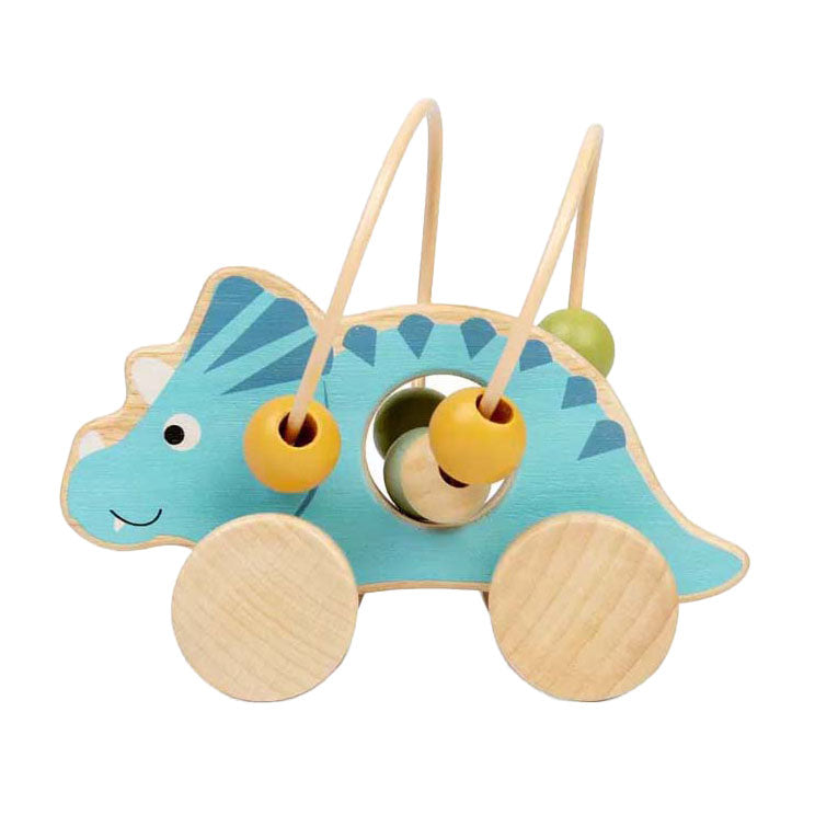 Bigjigs Schiebefigur Triceratops aus Holz mit Perlenrahmen