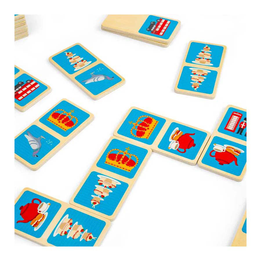 Bigjigs London-Dominospiel aus Holz, 28 Teile.