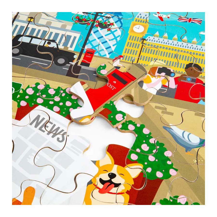 Bigjigs hölzernes Londoner Stadt-Bodenpuzzle, 48 Teile.