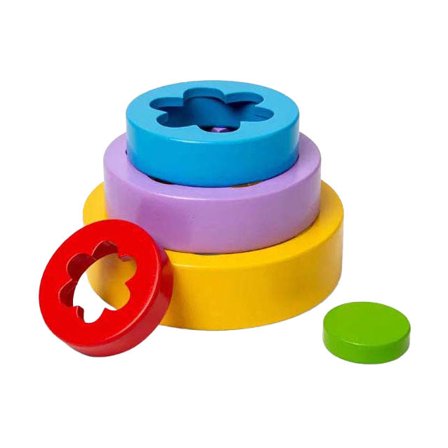 Bigjigs Blumenturm aus Holz, 5 Stk.
