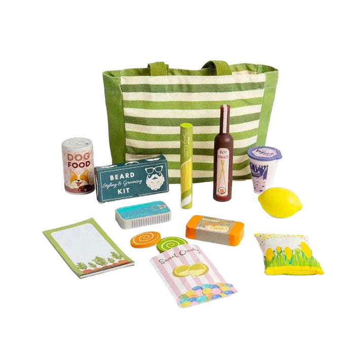 Bigjigs Einkaufsspielset aus Holz, 17-teilig.