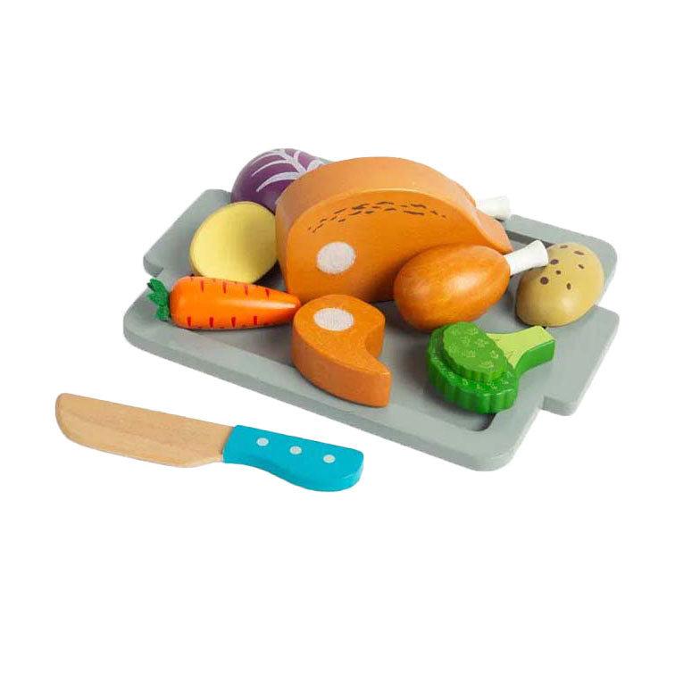 Bigjigs Holzbraten-Dinner-Spielset, 12-teilig.