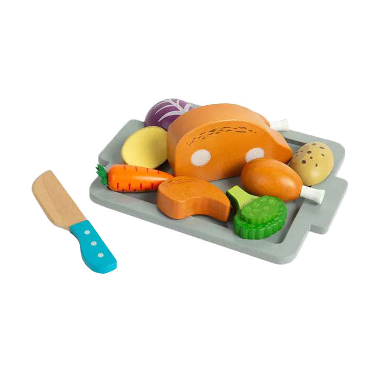 Bigjigs Holzbraten-Dinner-Spielset, 12-teilig.