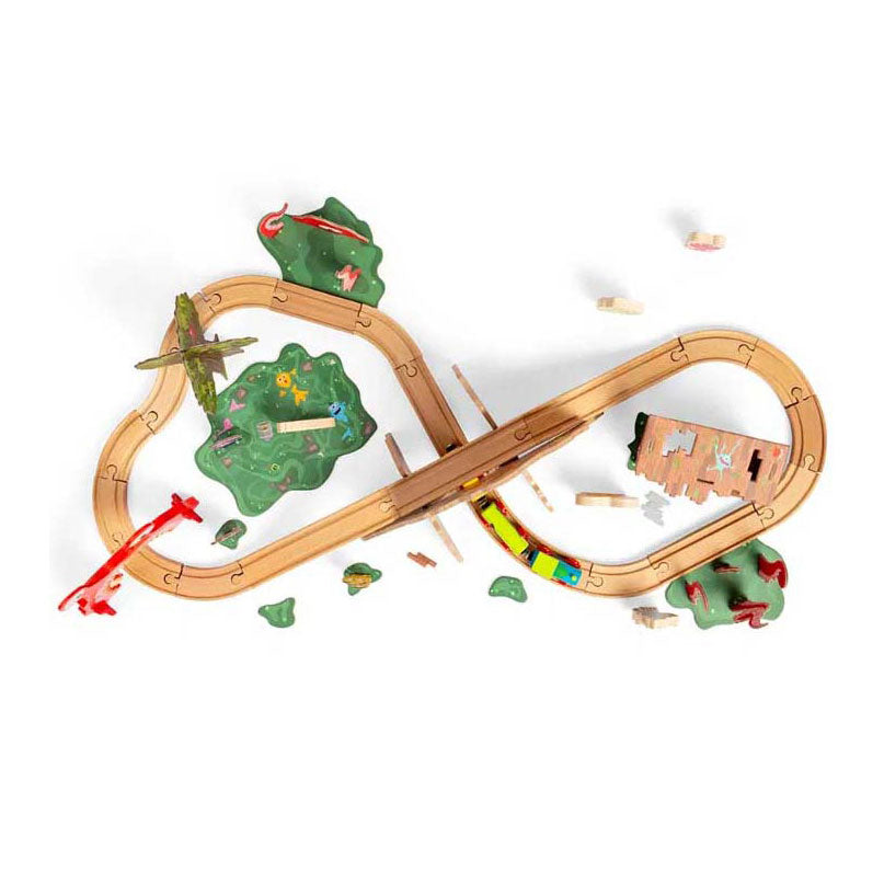Bigjigs Monstereisenbahn-Set aus Holz, 50-teilig.