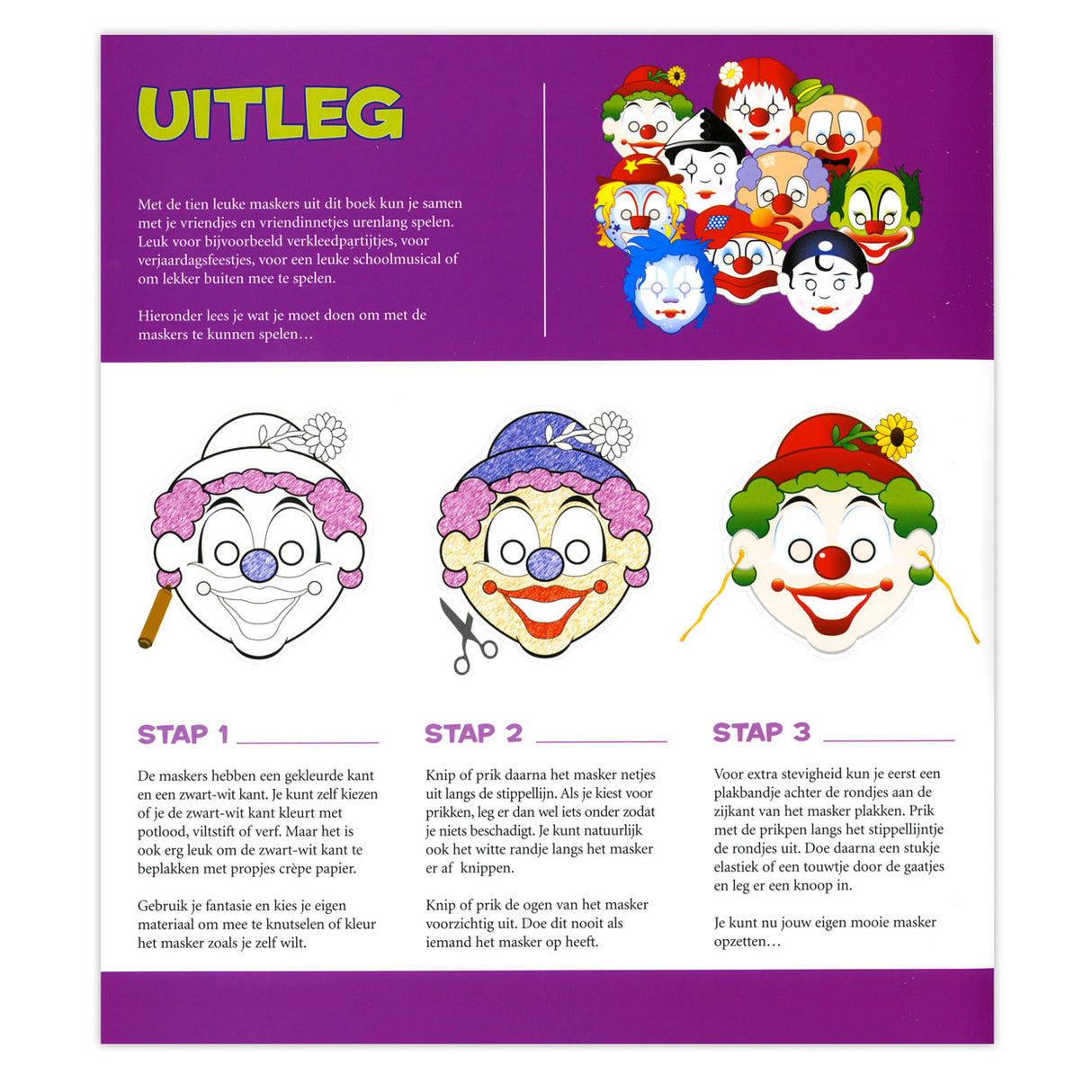 Masken des Central Book House: Clowns