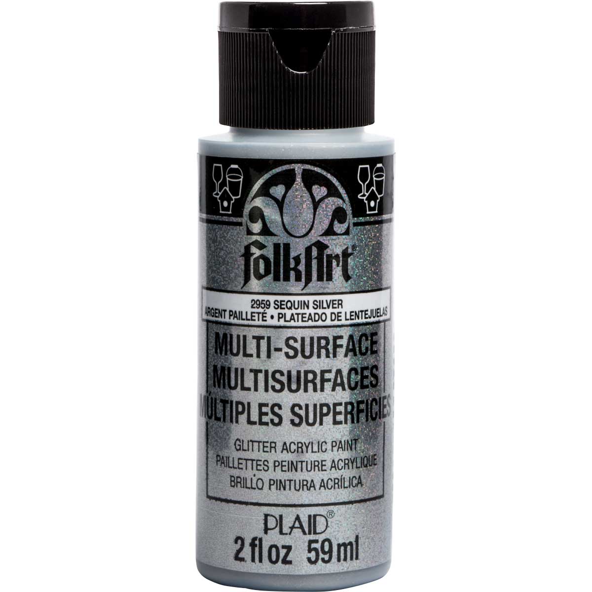 Folkart • Multi-Oberflächen-Glitzer-Pailletten-Silber, 59 ml