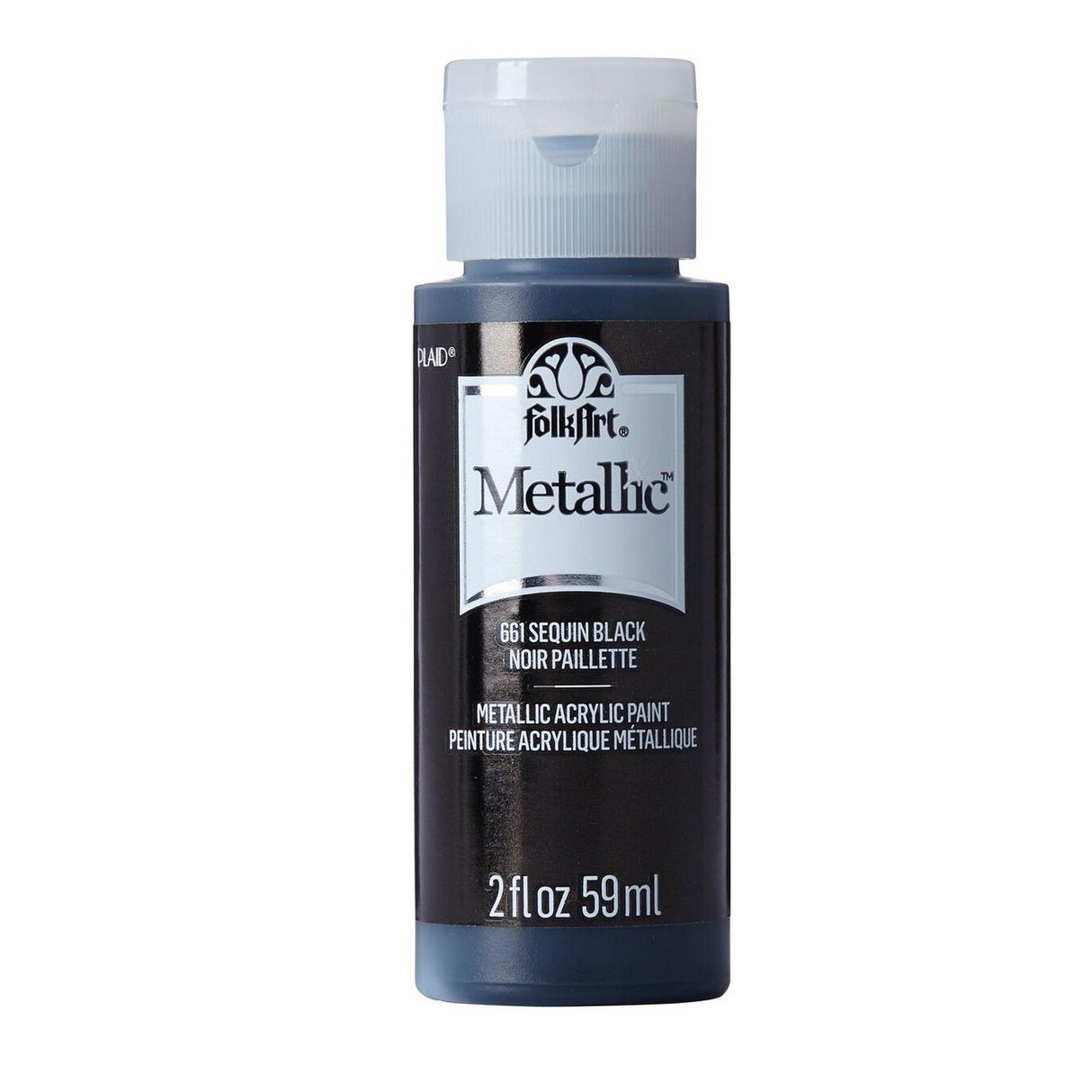 Folkart • Metallic-Acrylfarbe, Pailletten, Schwarz, 59 ml