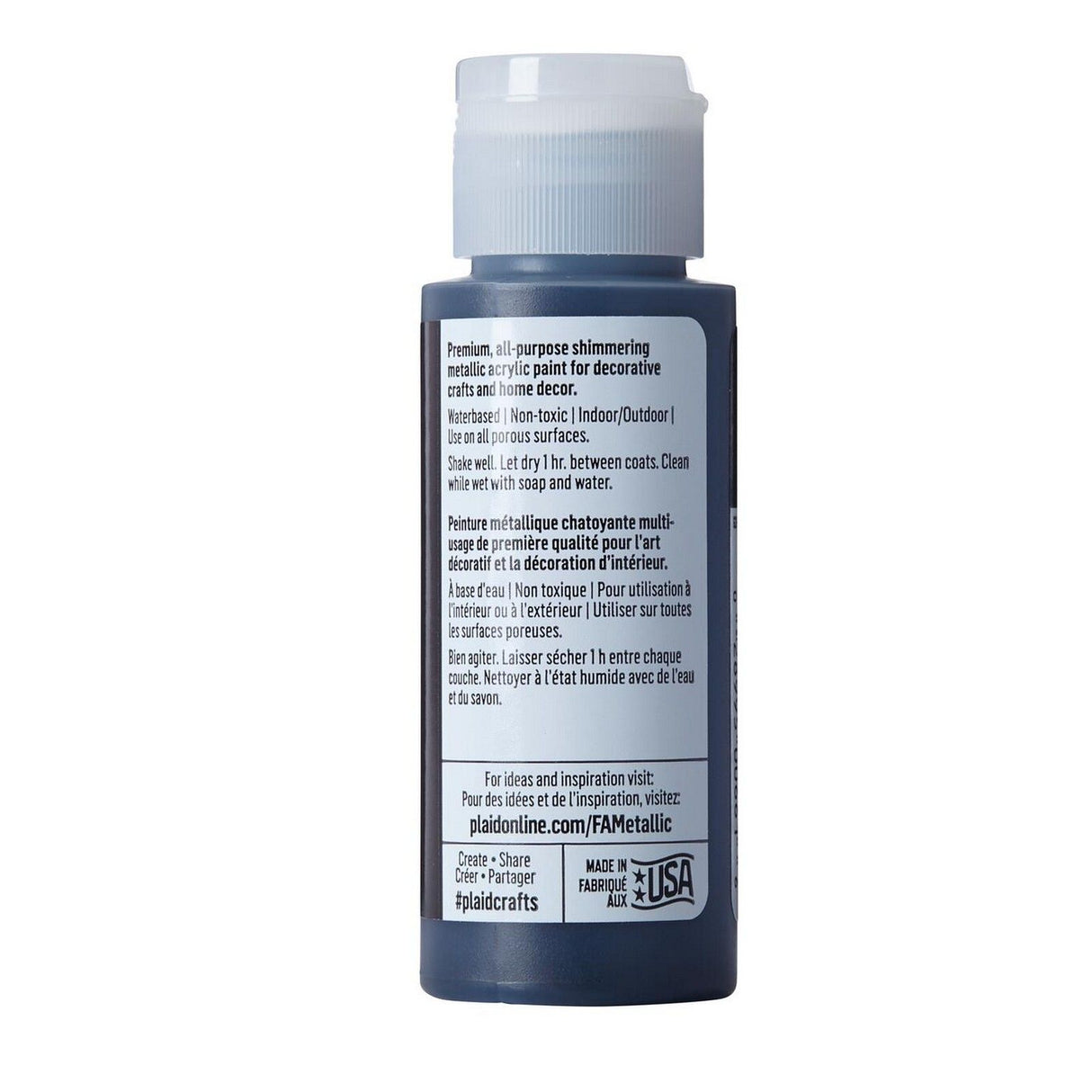 Folkart • Metallic-Acrylfarbe, Pailletten, Schwarz, 59 ml