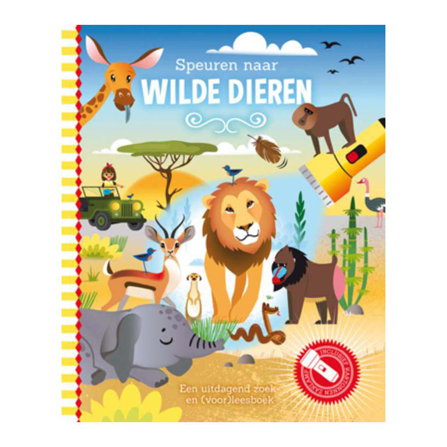 Laternenverleger jagen wilde Tiere, Suchbuch mit Taschenlampe aus Pappe