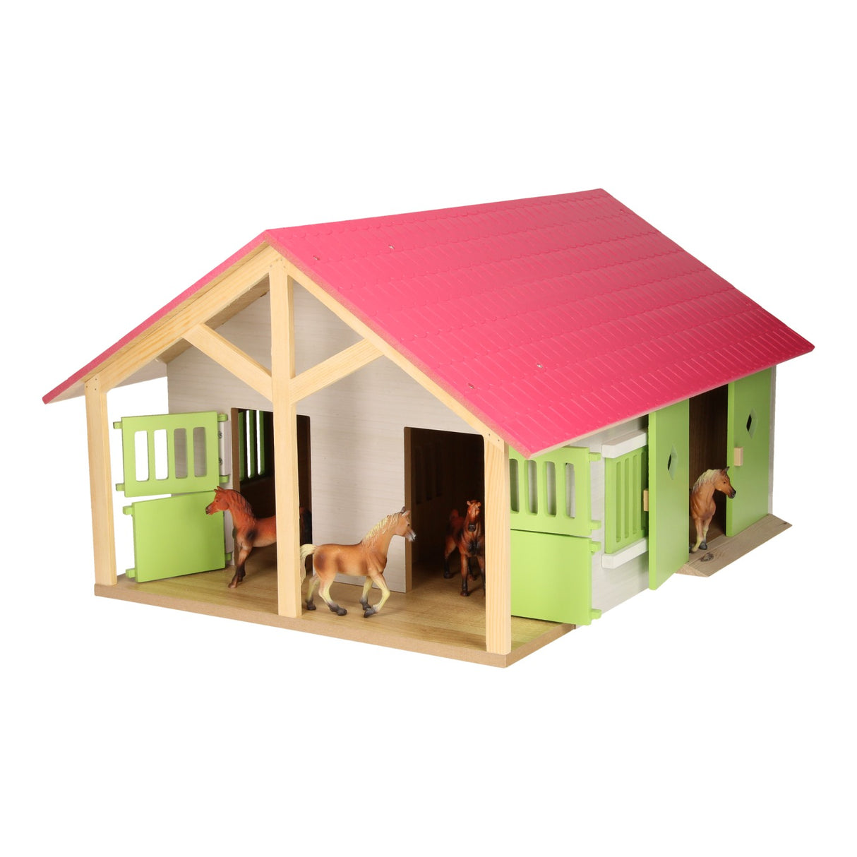 Kinderglobus Pferdestall rosa mit 2 Boxen und Lagerraum, 1:24