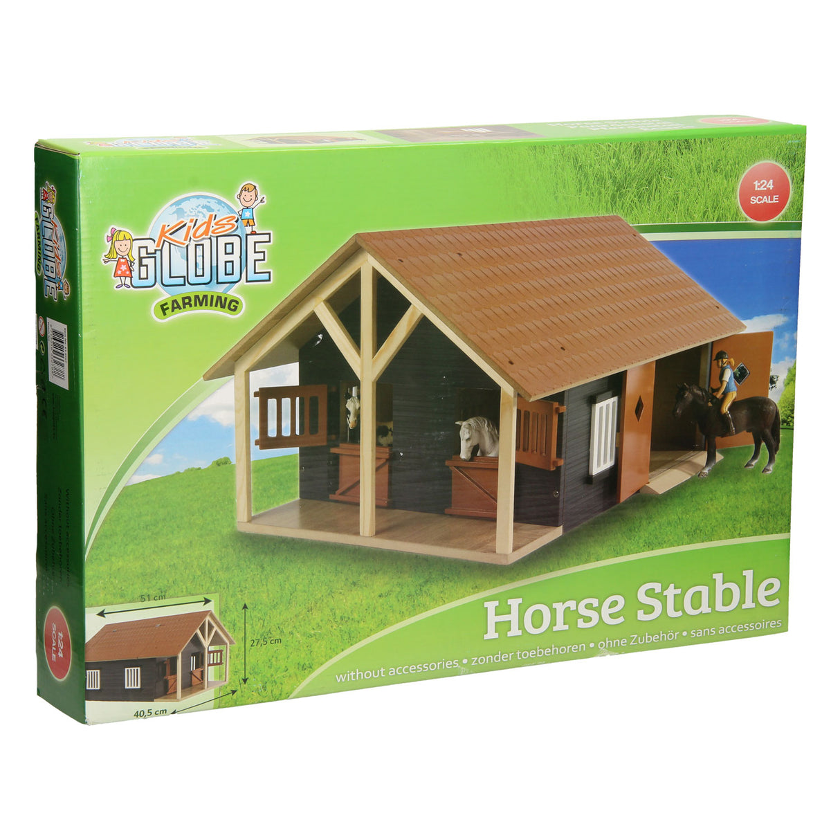 Kinderglobus Pferdestall mit 2 Boxen und Lagerraum, 1:24