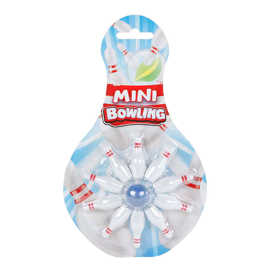 Fingerbowlingspiel mit 10 Kegeln und Murmeln, 11 Teile.