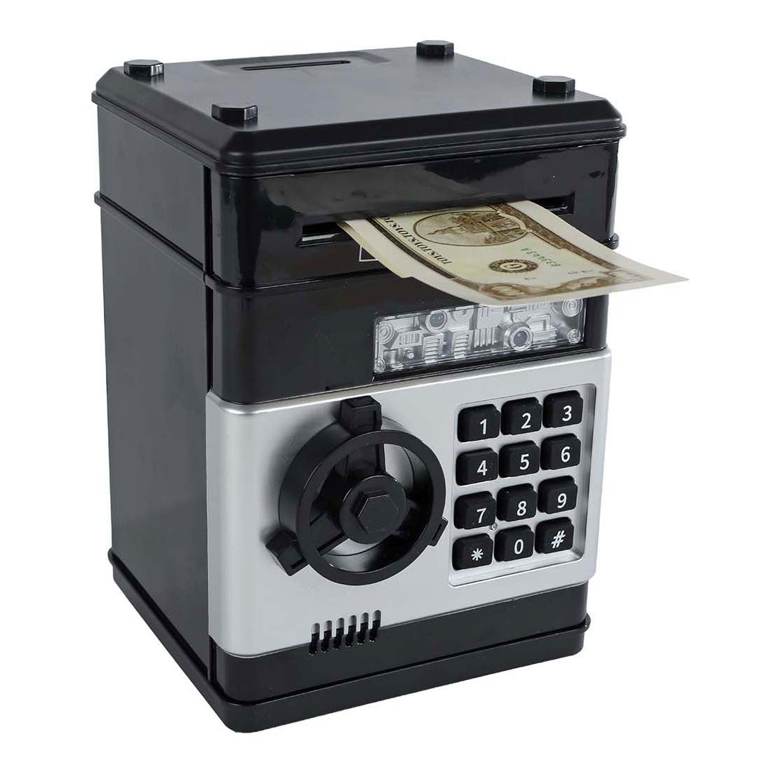 Van Manen Geldtresorspielzeug mit Geheimcode, schwarz, 19,5 cm.