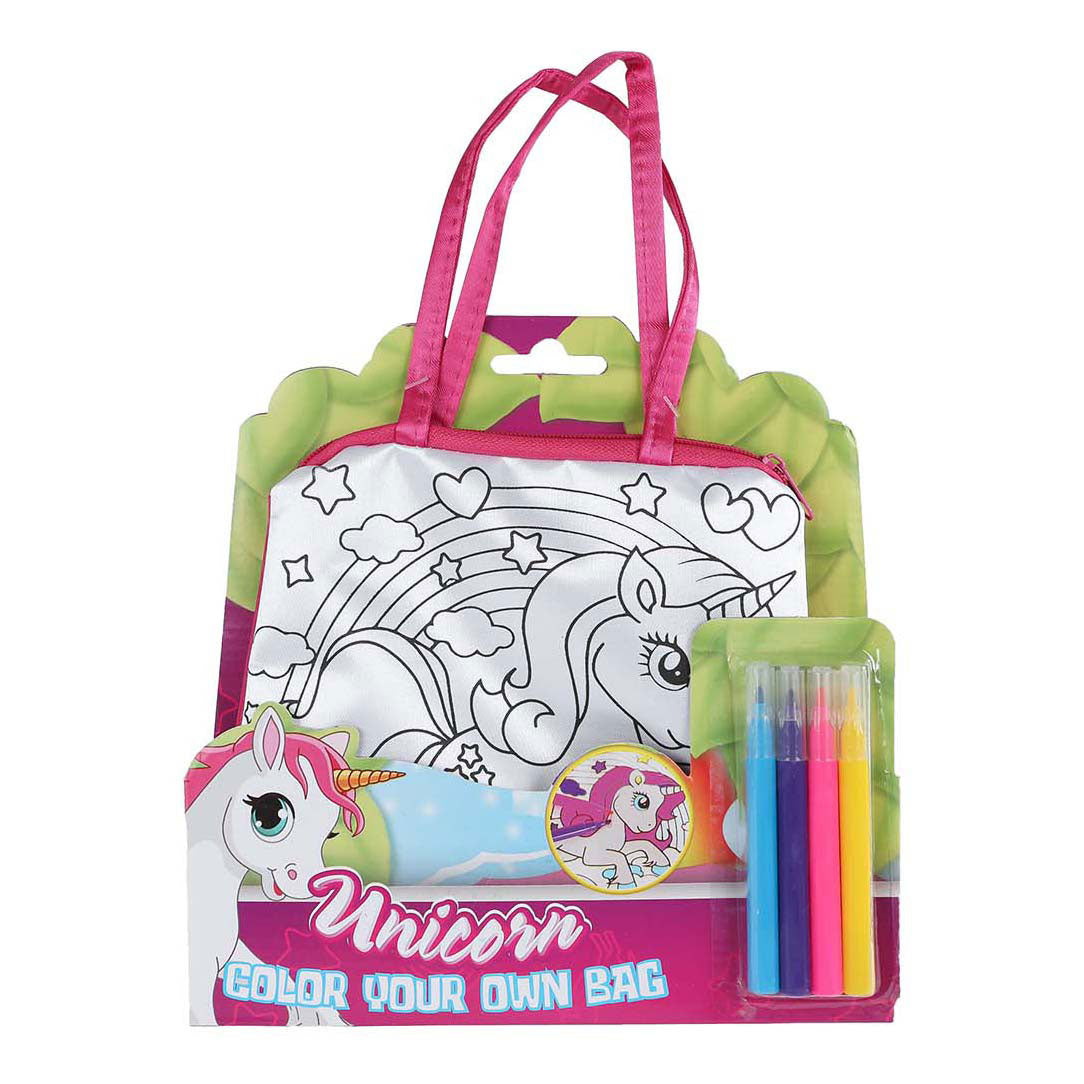 Einhorn färben Sie Ihre eigene Tasche mit 4 Filzstiften, 16 cm