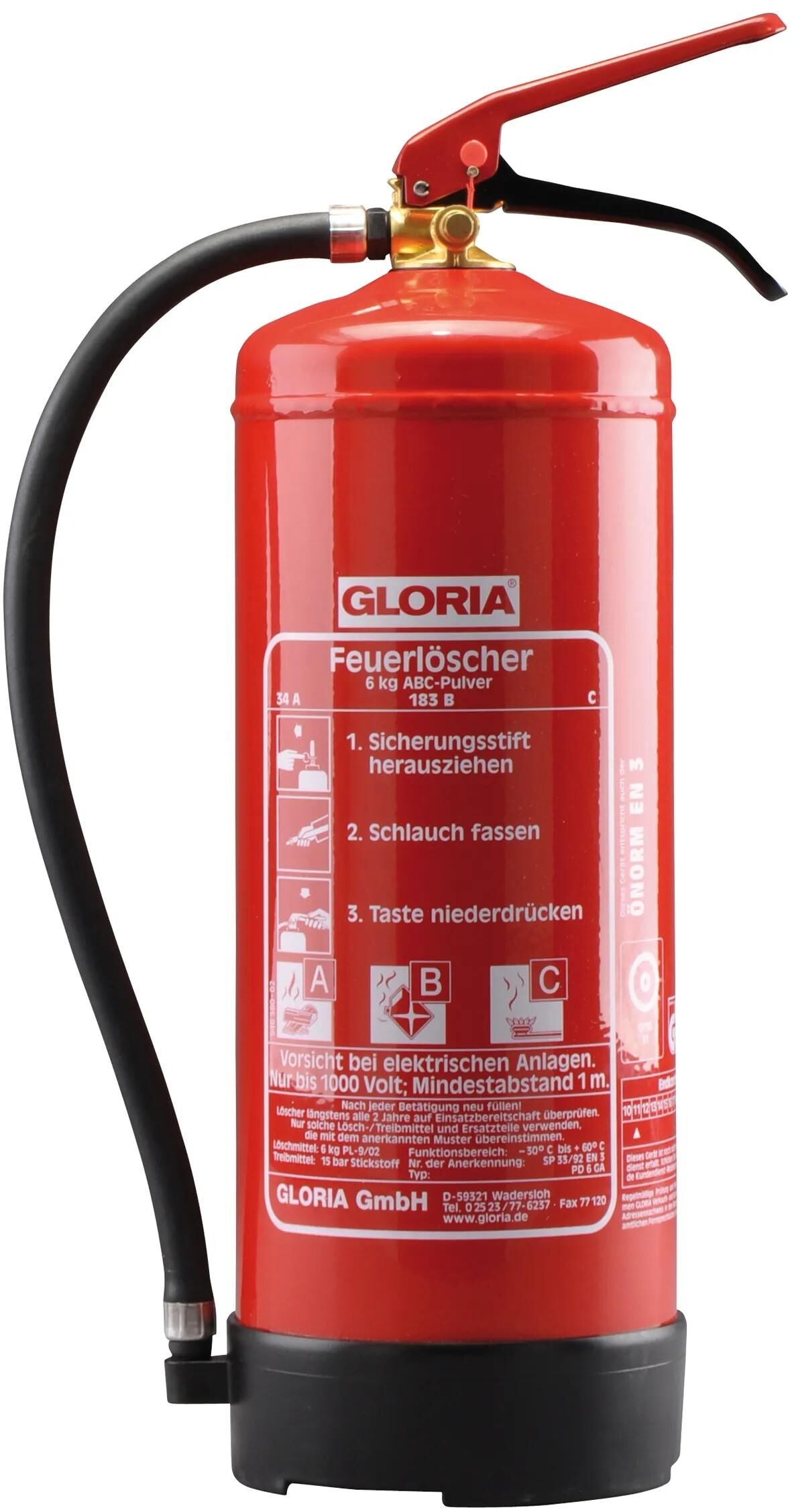 Gloria Feuerlöscher PD6GA Feuerlöscher m.Perma Typ PD 6 GA