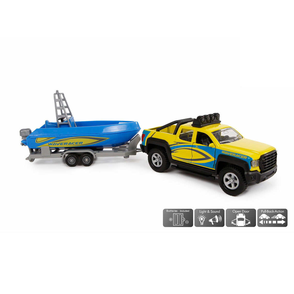 Kinderglobus, Geländewagen mit Anhänger und Boot, 29 cm