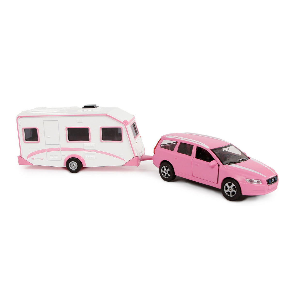 Kids Globe Globe Die Cast Volvo V70 mit Caravan Pink, 30 cm