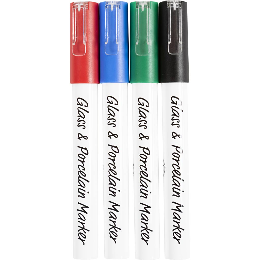 Creativ Company Glas- und Porzellanmarker farbig, 4 Stk.