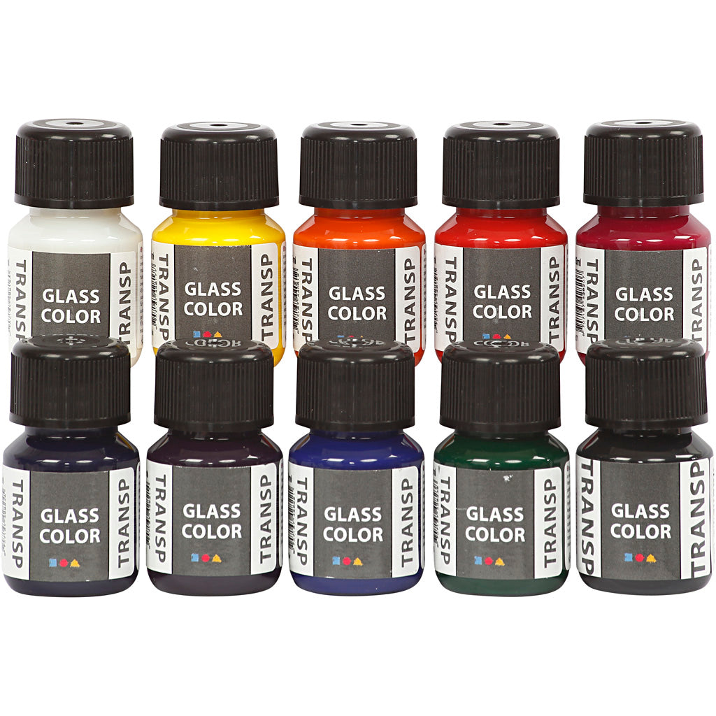 Creativ Company Glasfarbe transparente Glasfarbe, 10 x 30 ml