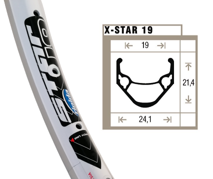 Shining Rigida X-Star 19 Rim White Etro 507-19 (24x1.75) 36-Organer