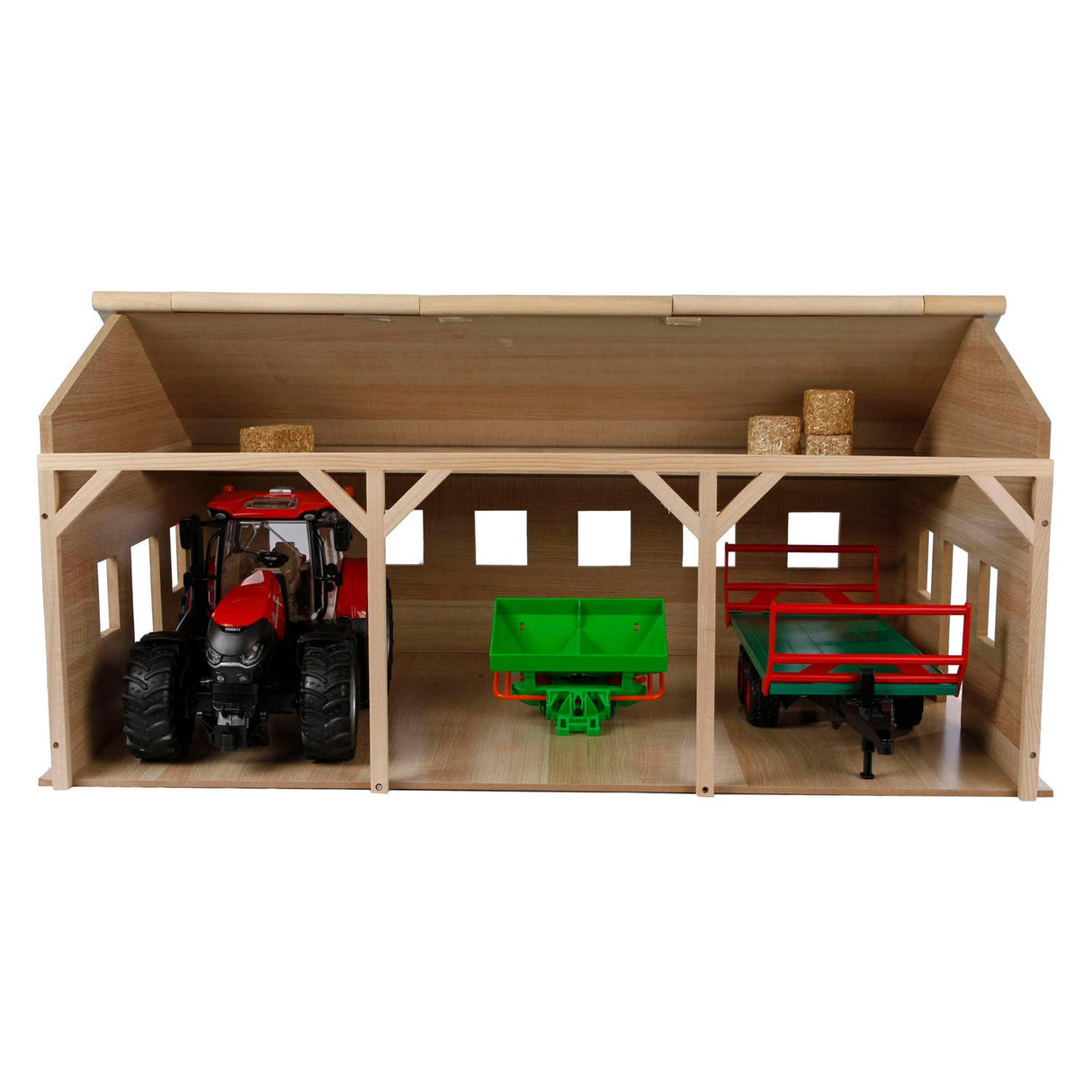 Kinderglobus-Landwirtschaftsschuppen aus Holz für 3 Traktoren, 1:16