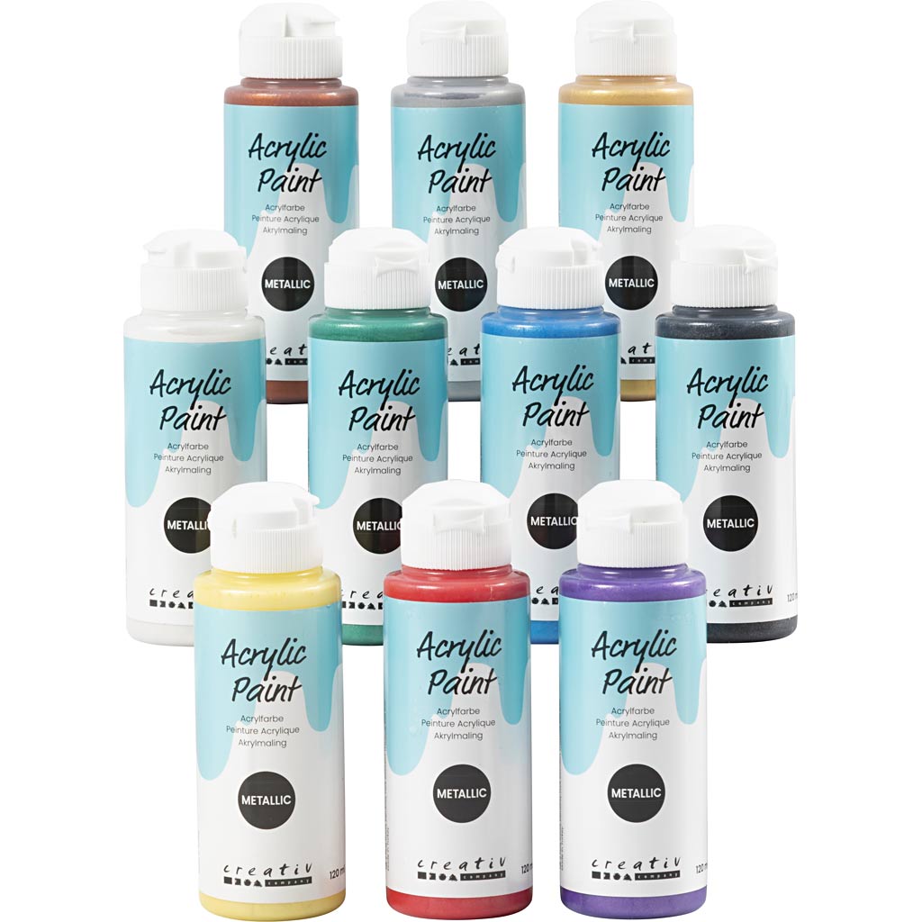 A-Color Acrylfarbe Metallic, Metallic, verschiedene Farben, 10x120 ml 1 Box