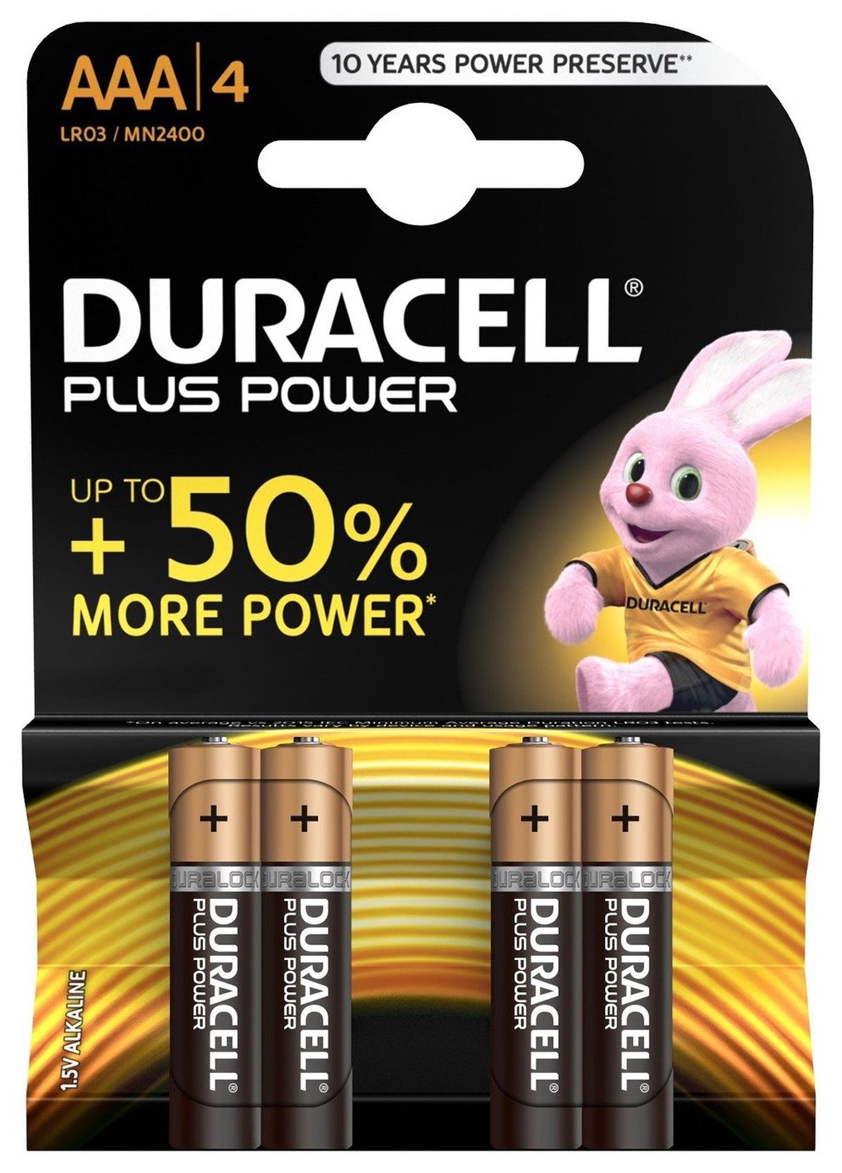 Duracell Plus Power Duralock Alkaline AAA LR03 Blister a 4 Stück