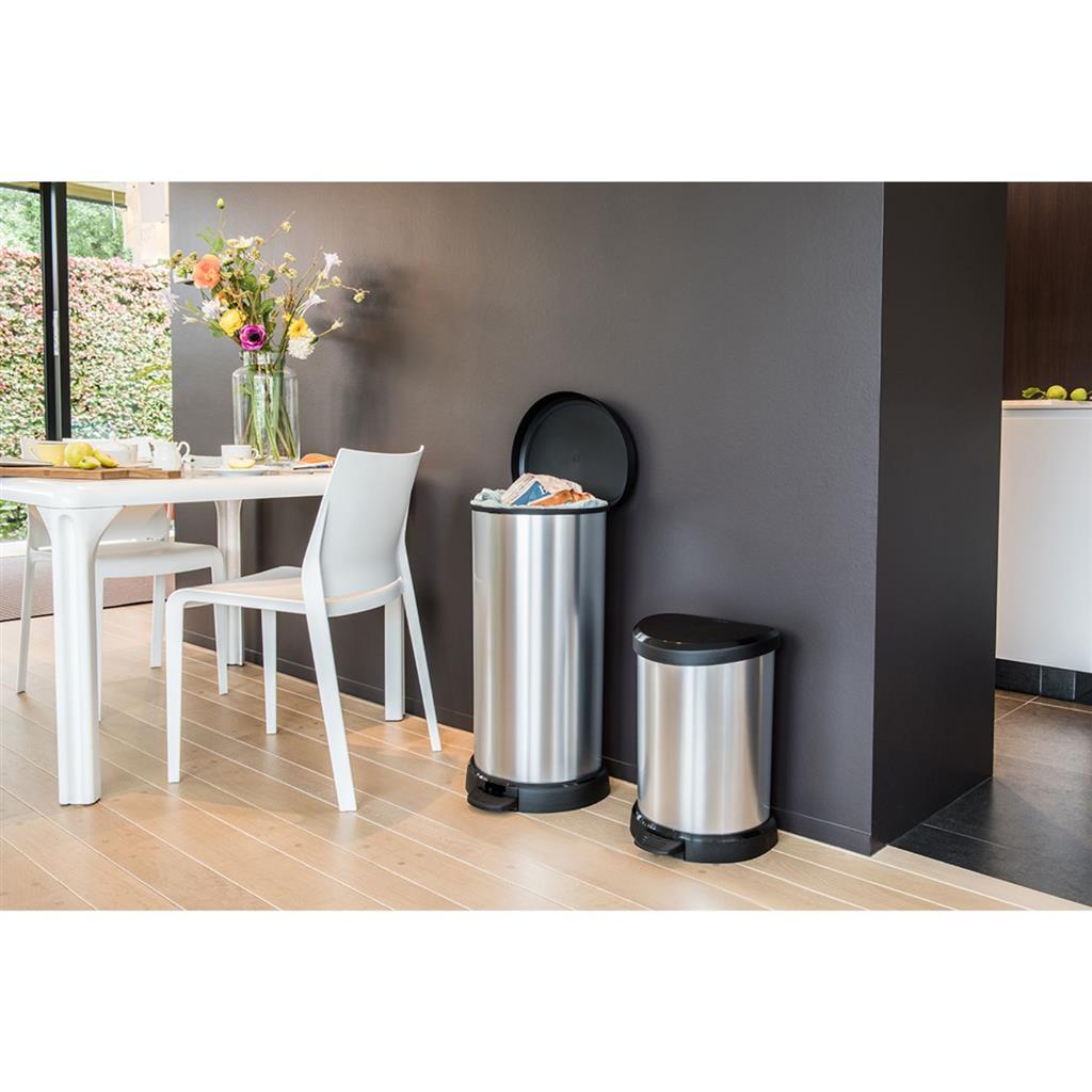 Hurver Pedal Bin Decobin Ovaal 40L Silber