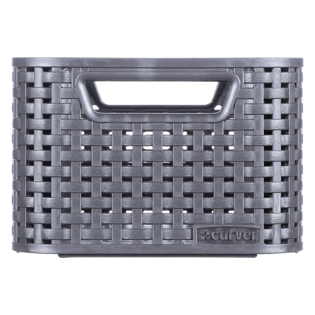 Korb im Curver-Stil, Rattan-Stil, Anthrazit, 12,9 x 28,5 x 19,4 cm