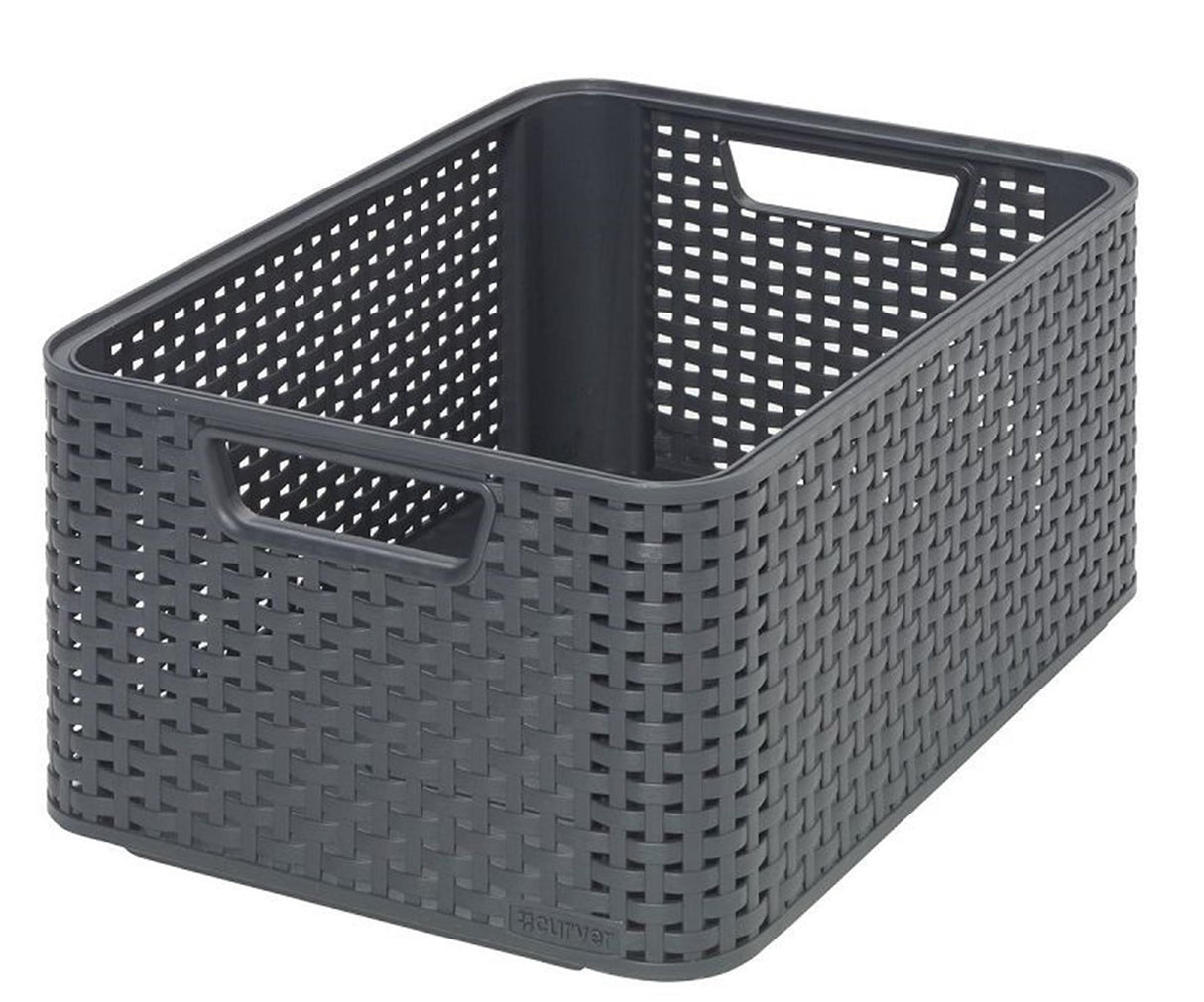 Korb im Curver-Stil m stapelbar im Rattan-Stil anthrazit (LxBxH 38x28x17cm)