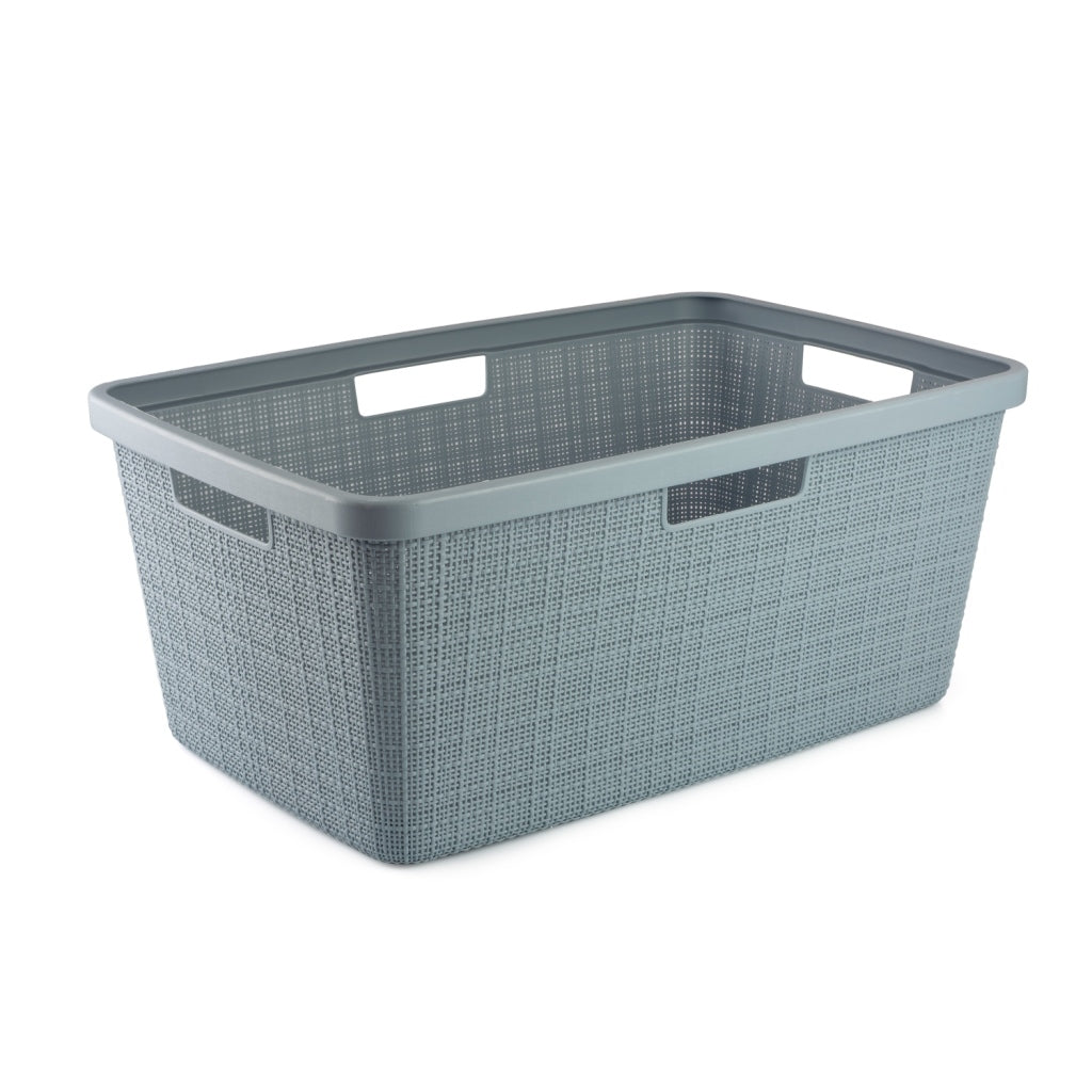 Curver Curver Wäschekorb aus Jute, 46 Liter, Rauchgrau