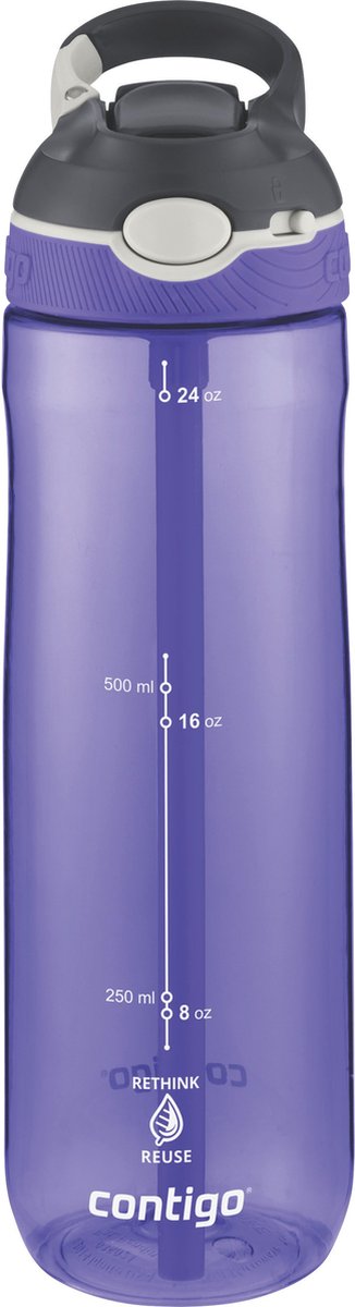 Contigo ashland autospout waterfles met rietje | grote bpa-vrije drinkfles van 720ml | sportfles | lekvrije drinkfles | ideaal voor school, de sportschool, fiets, hardlopen, wandelen | grapevine